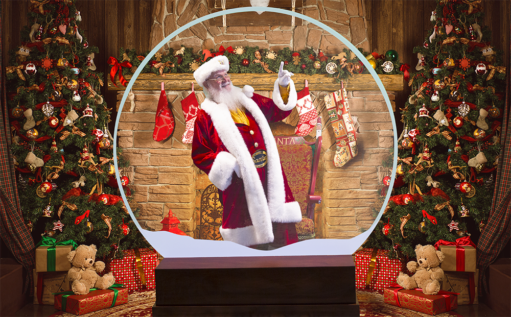 Santa inside a snow globe