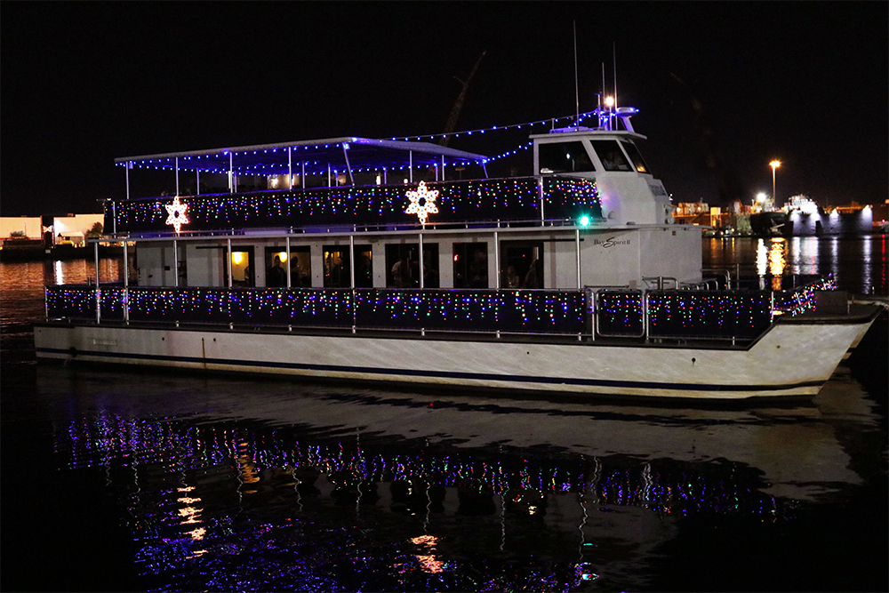 Boat with Christmas Lights