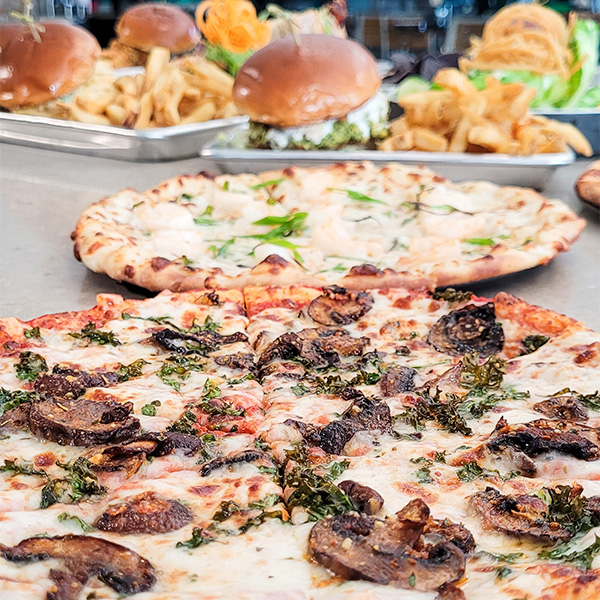 pizza and burgers