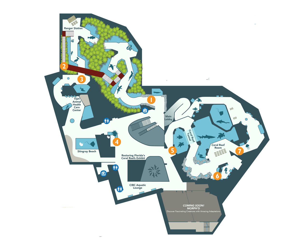 map of 2nd level of the florida aquarium