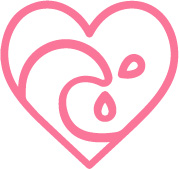 pink heart with wave inside icon