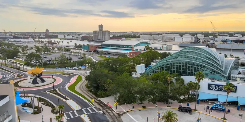 An aerial view of The Florida Aquarium in Tampa.