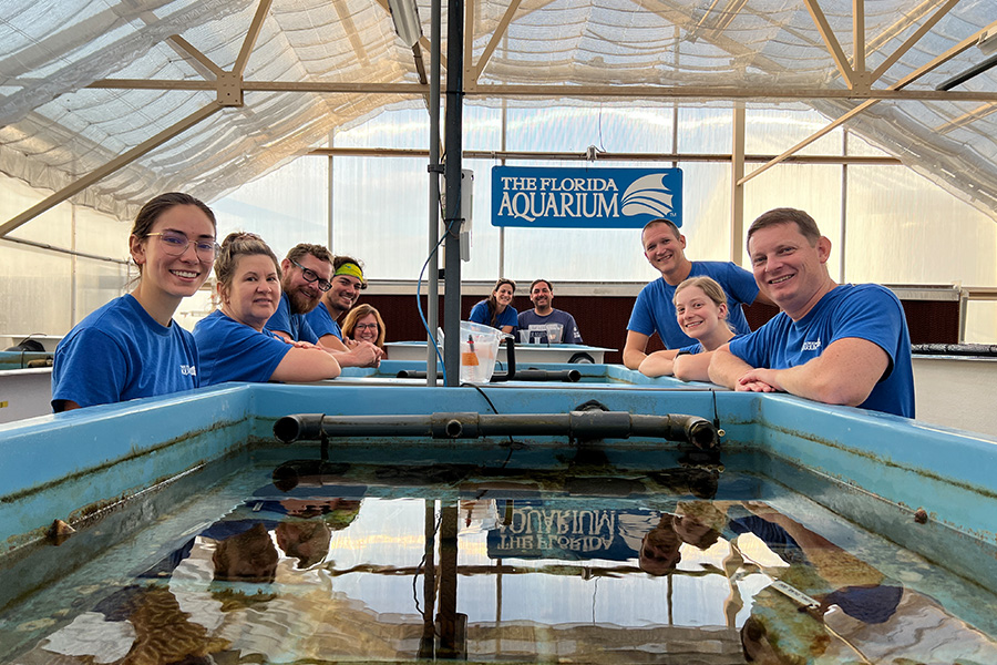 TFA_Coral team in Coral Greenhouse at Conservation Campus in Apollo Beach_