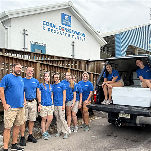Coral team from the Florida Aquarium preparing to go outplant newly grown corals.
