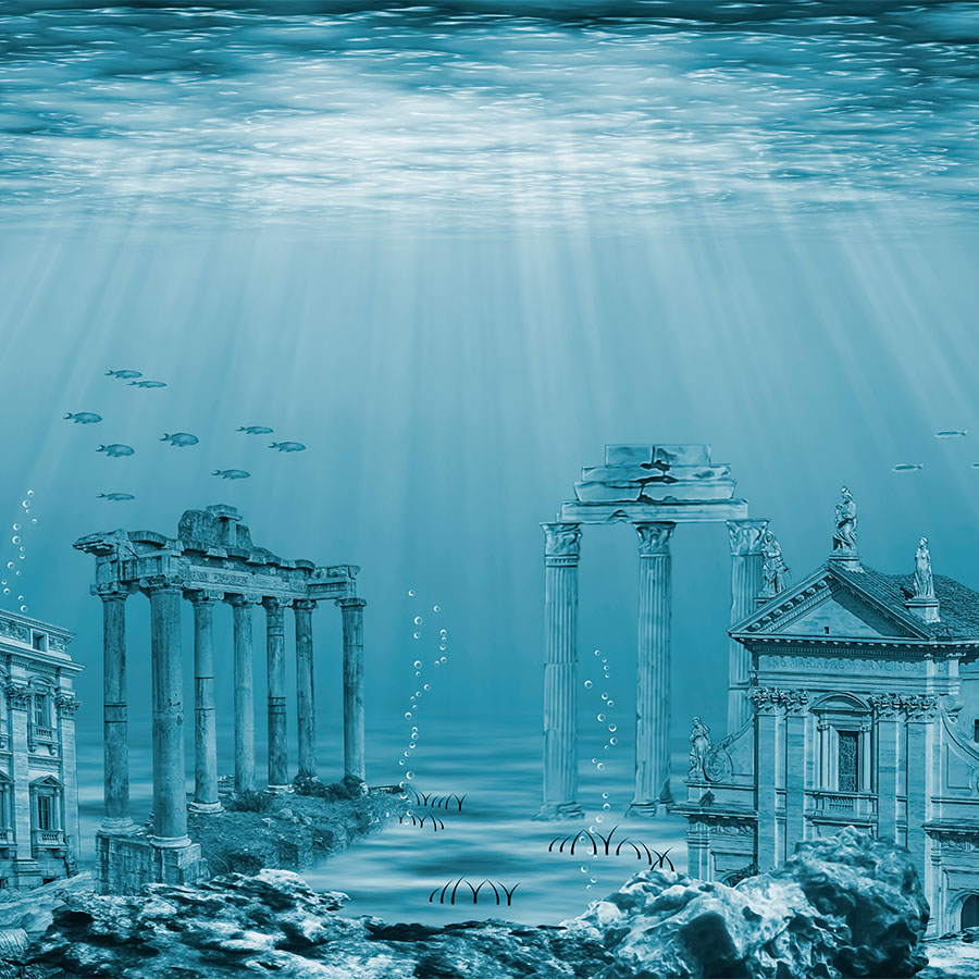 illustration of aniencient underwater ruins