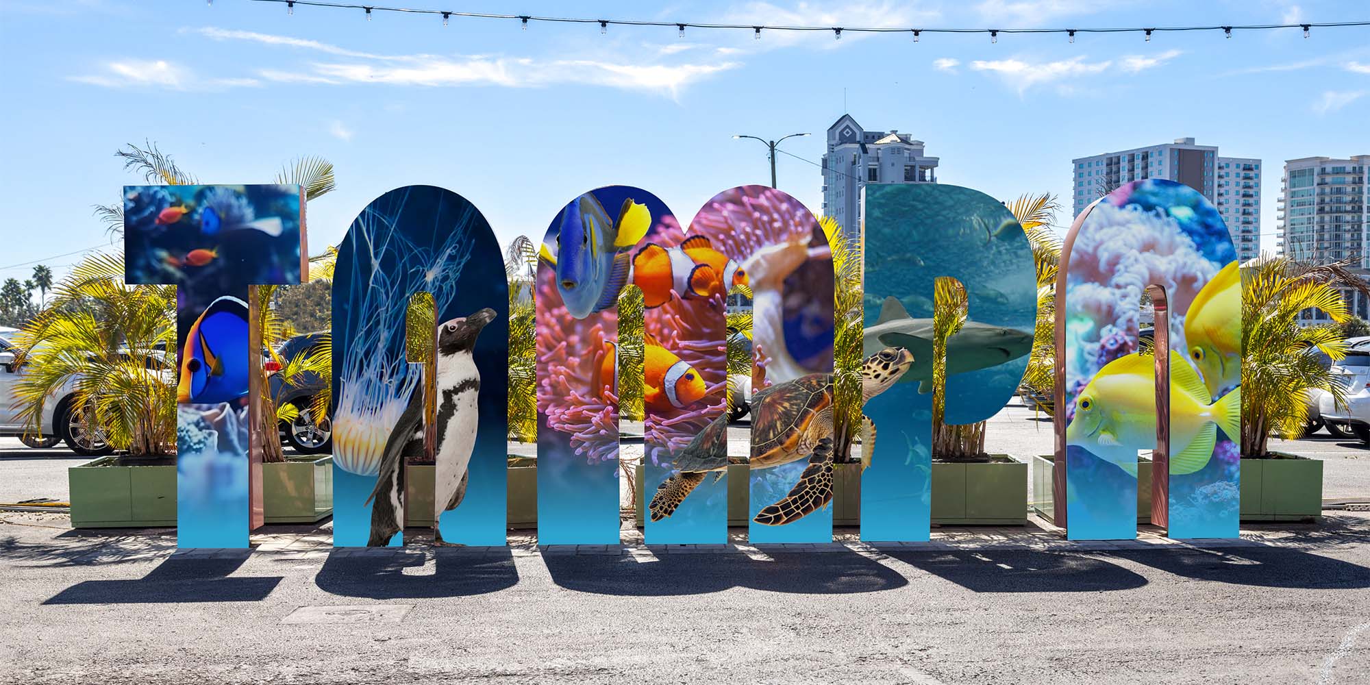 Tampa Sign at Sparkman Wharf in Downtown Tampa