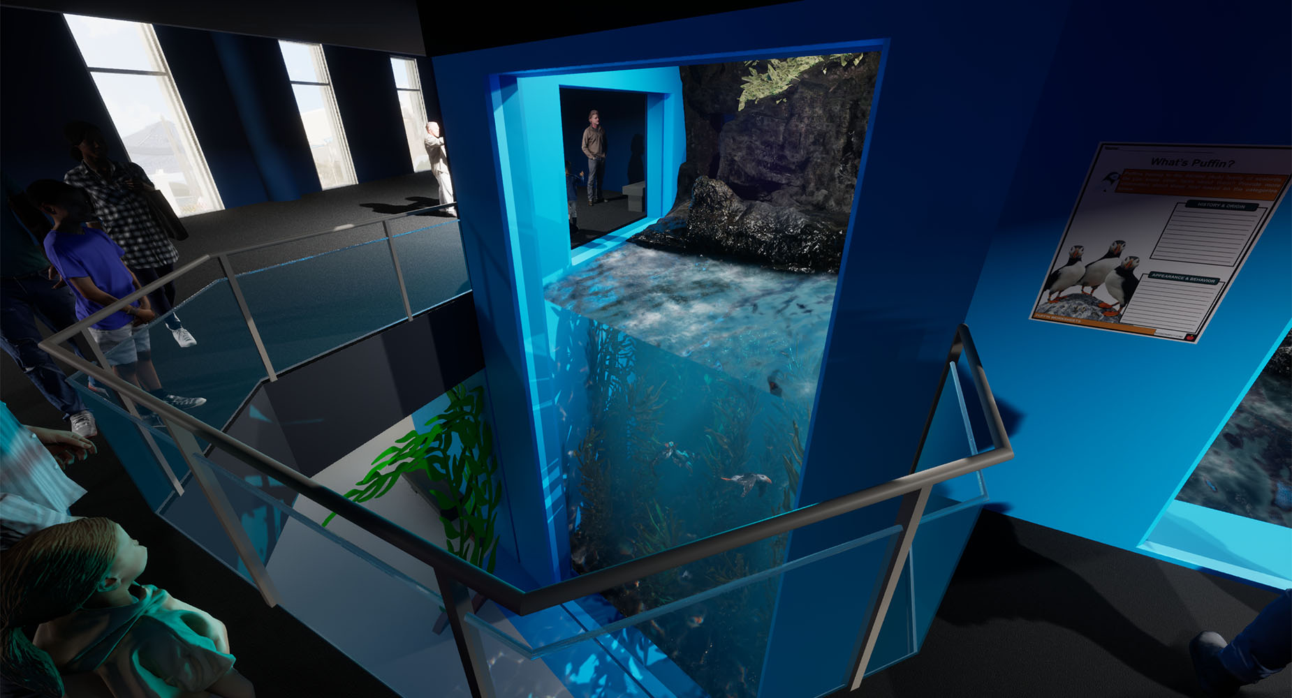 Two story puffin habitat rendering